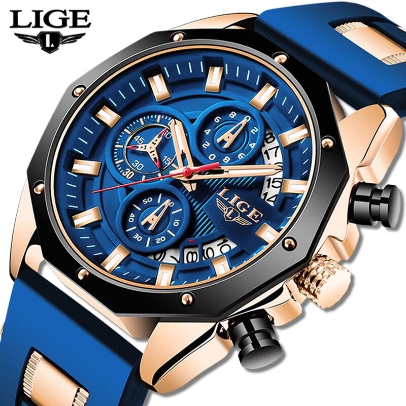 LIGE Moda Homens Relógios Top  - Luxury Watch Maker avaliação e preço